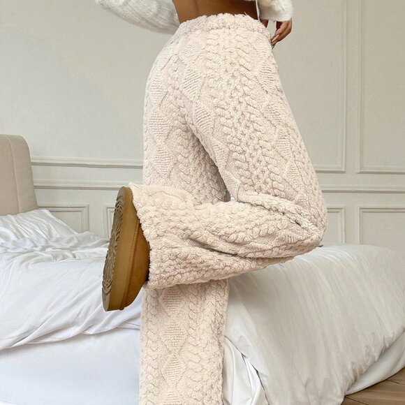 Beige Casual Women's Front Tied Straight Leg Pants - Picture 2 of 6